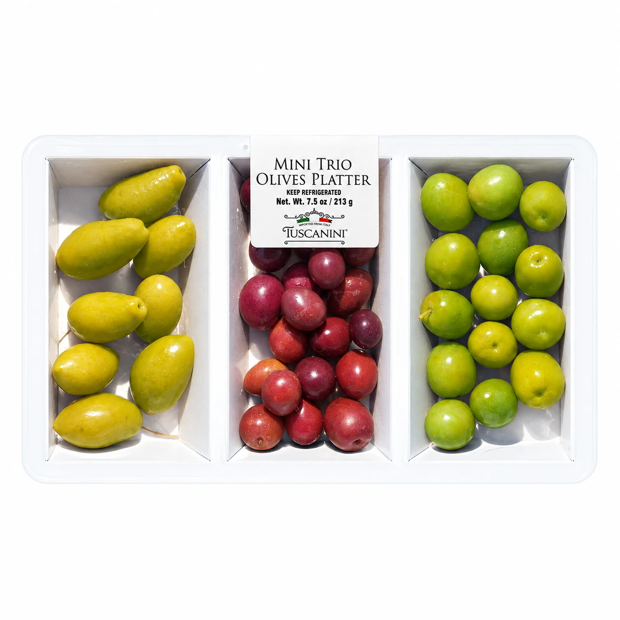 Unpitted Olive Trio Trays — enhanced original product photograph