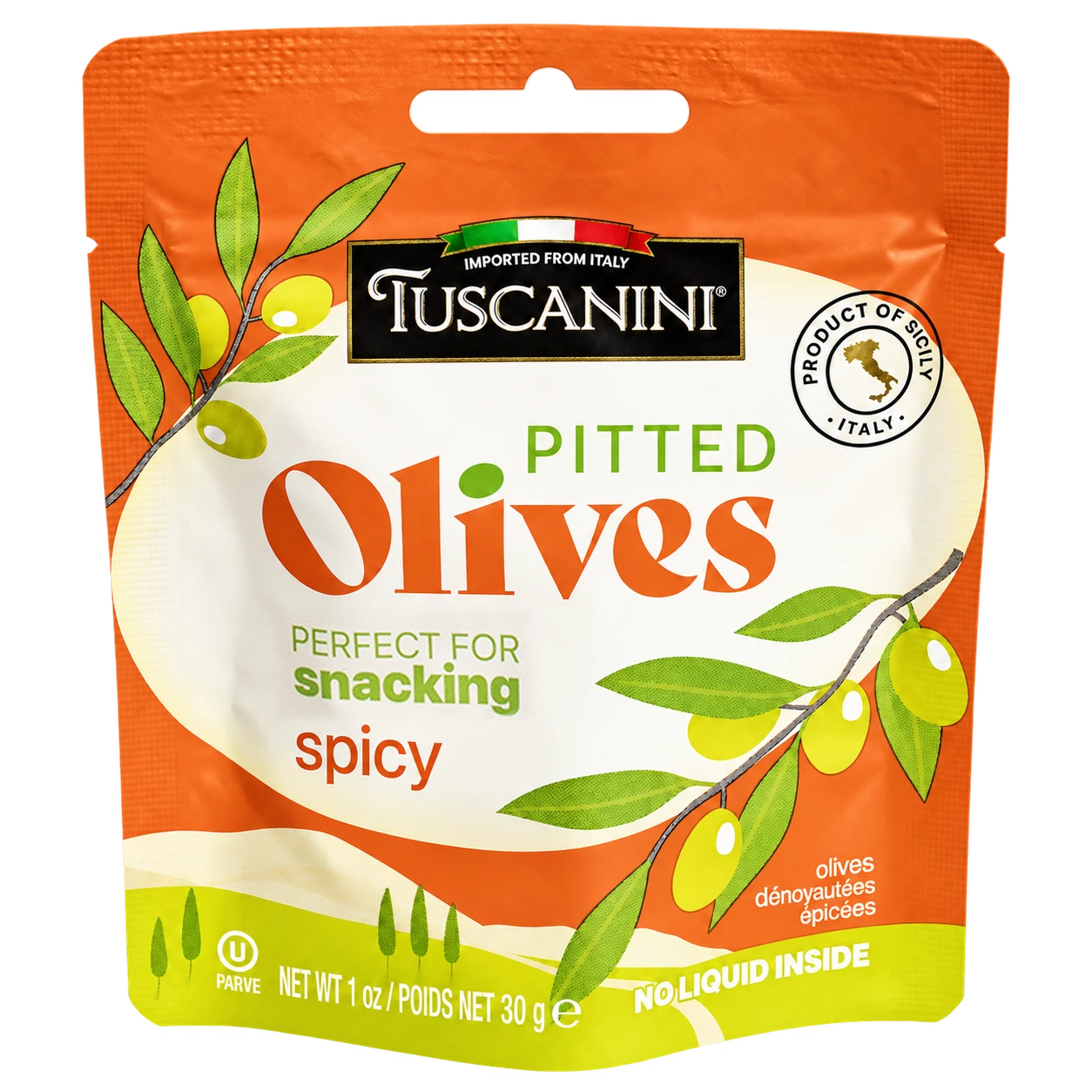 Spicy Pitted Olives Pouch — enhanced original product photograph