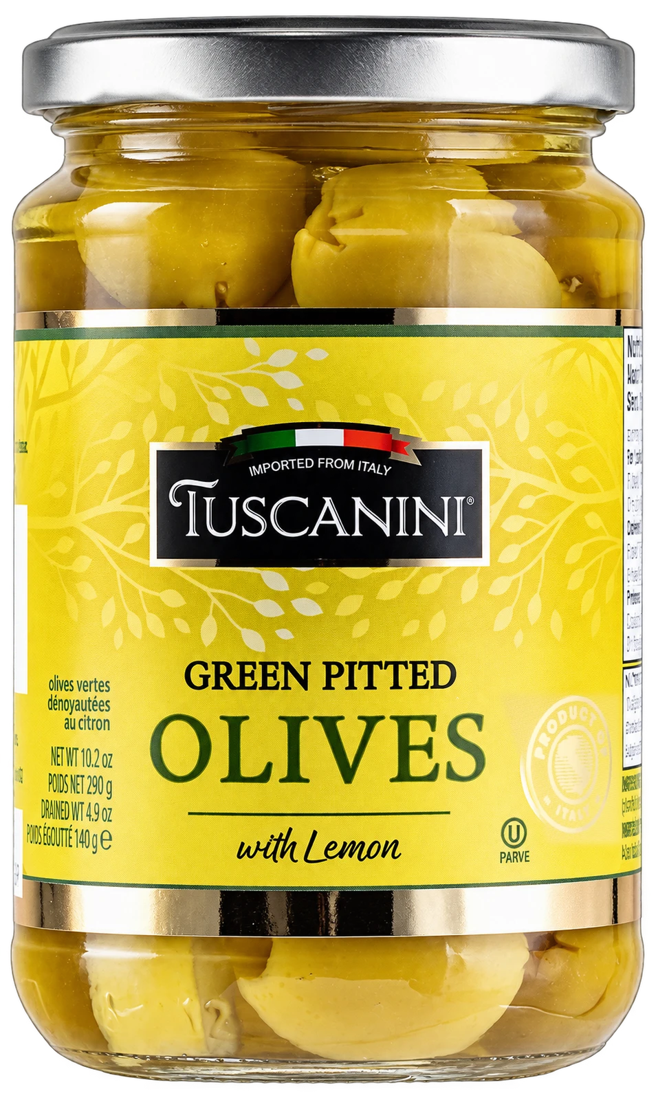Pitted Green Olives with Lemon — enhanced original product photograph