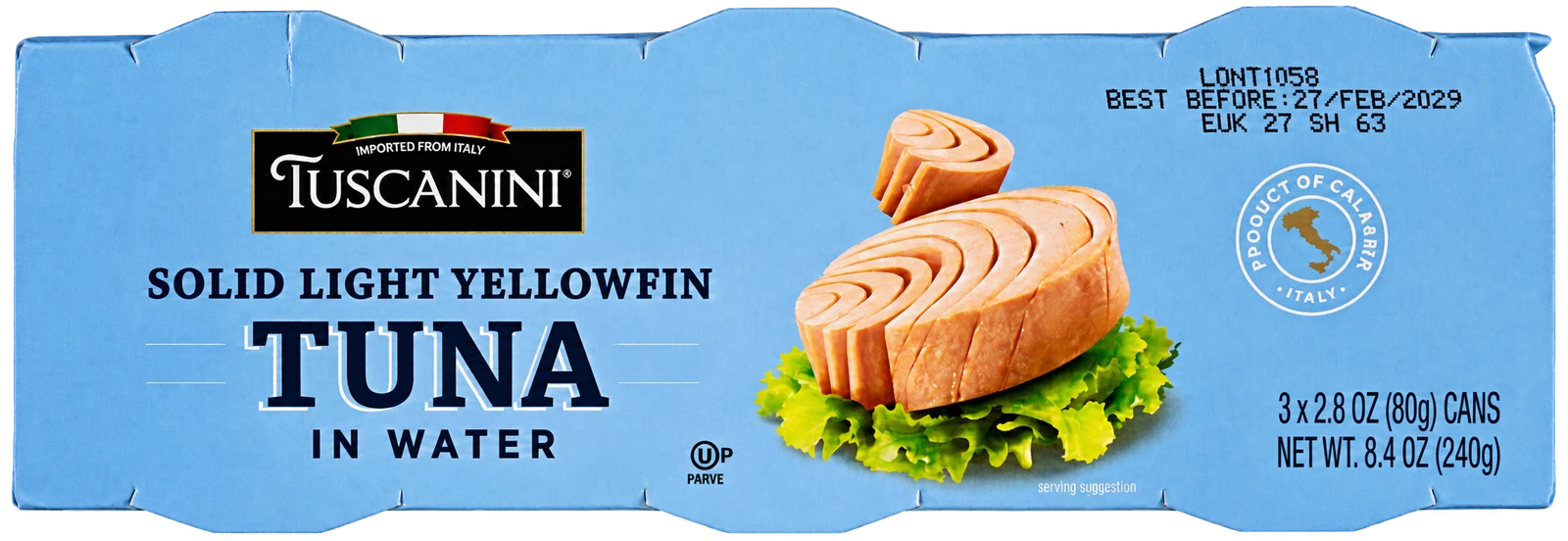 Solid Light Tuna in Water — Three Pack — enhanced original product photograph