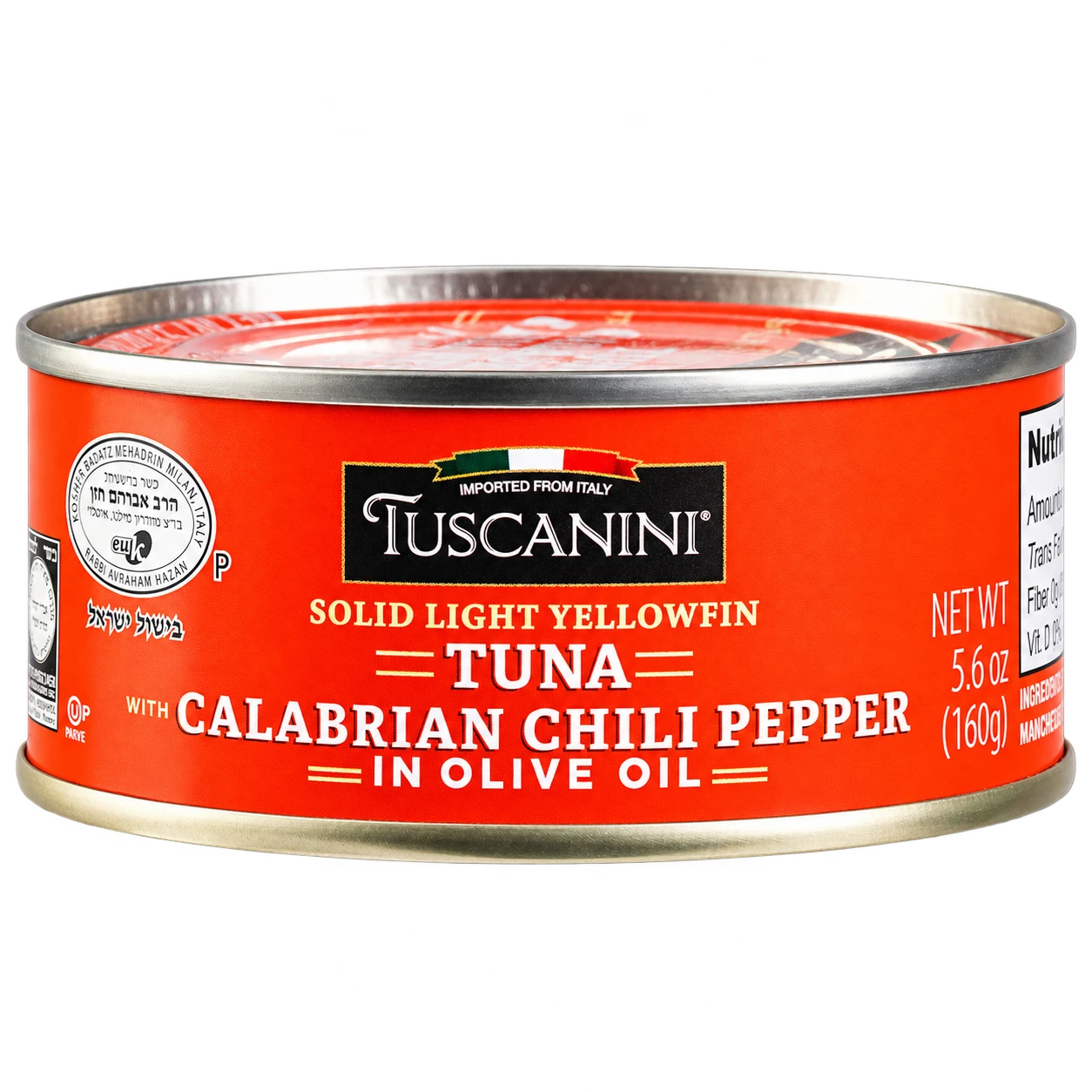 Solid Light Tuna in Olive Oil with Chili Peppers - Can — enhanced original product photograph