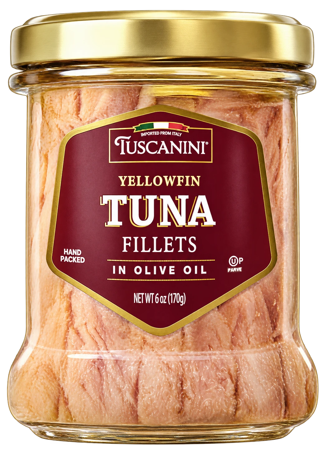 Tuna Fillet in Olive Oil - Tall Jar — enhanced original product photograph