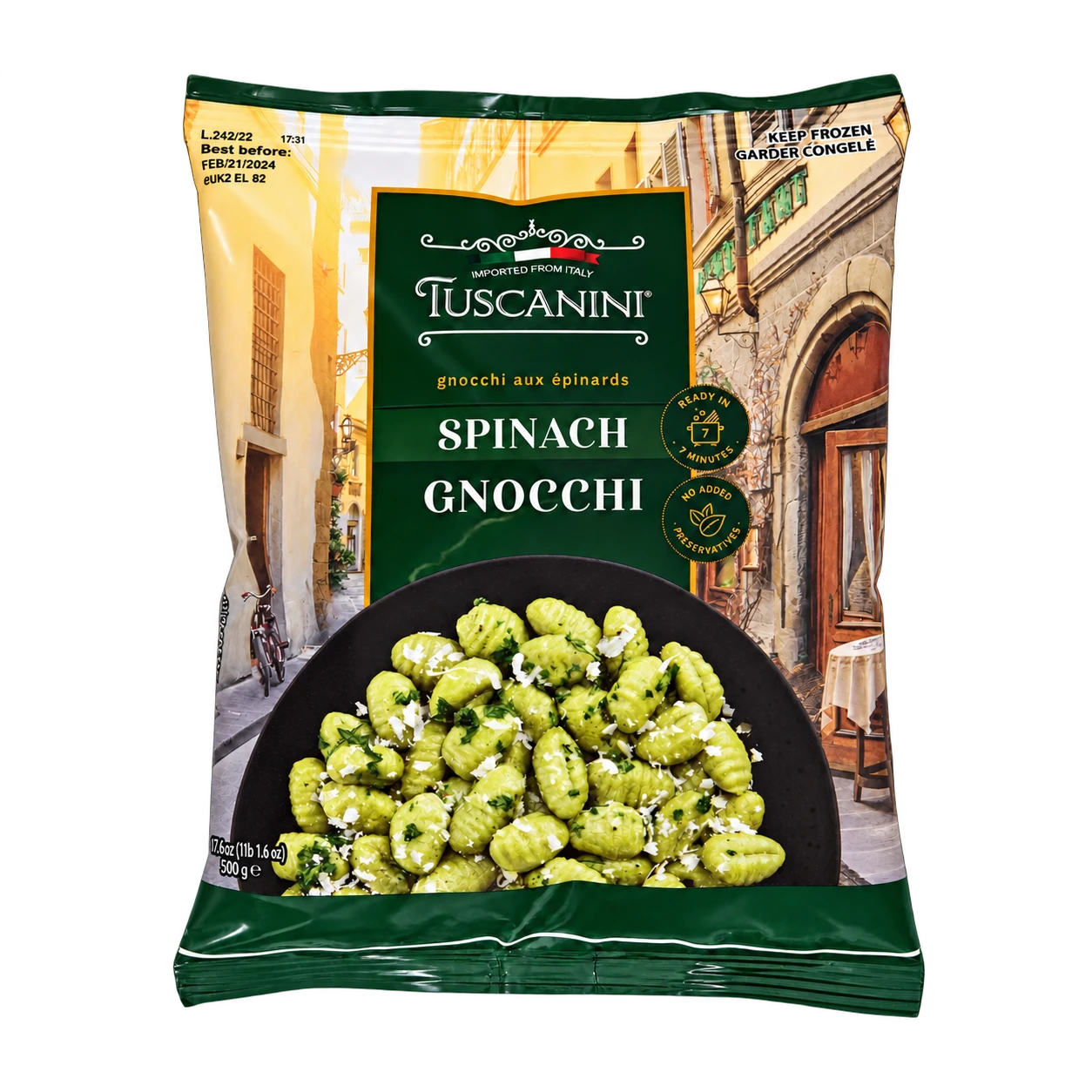 Frozen Potato Gnocchi with Spinach — enhanced original product photograph