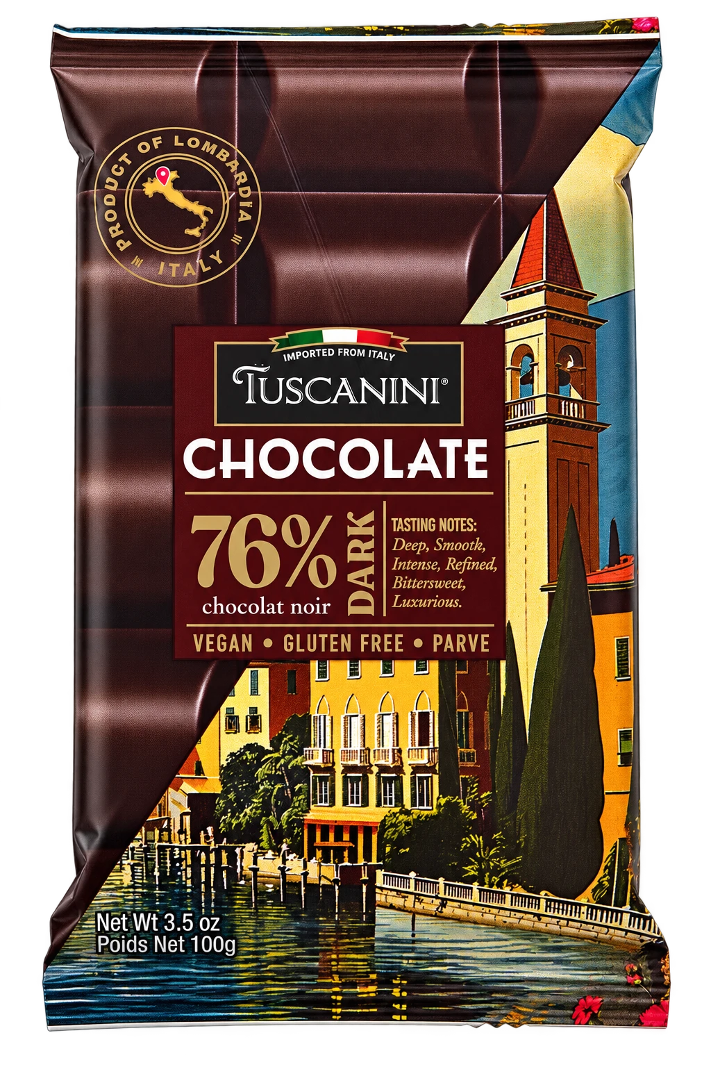 76% Dark Chocolate Bar — enhanced original product photograph