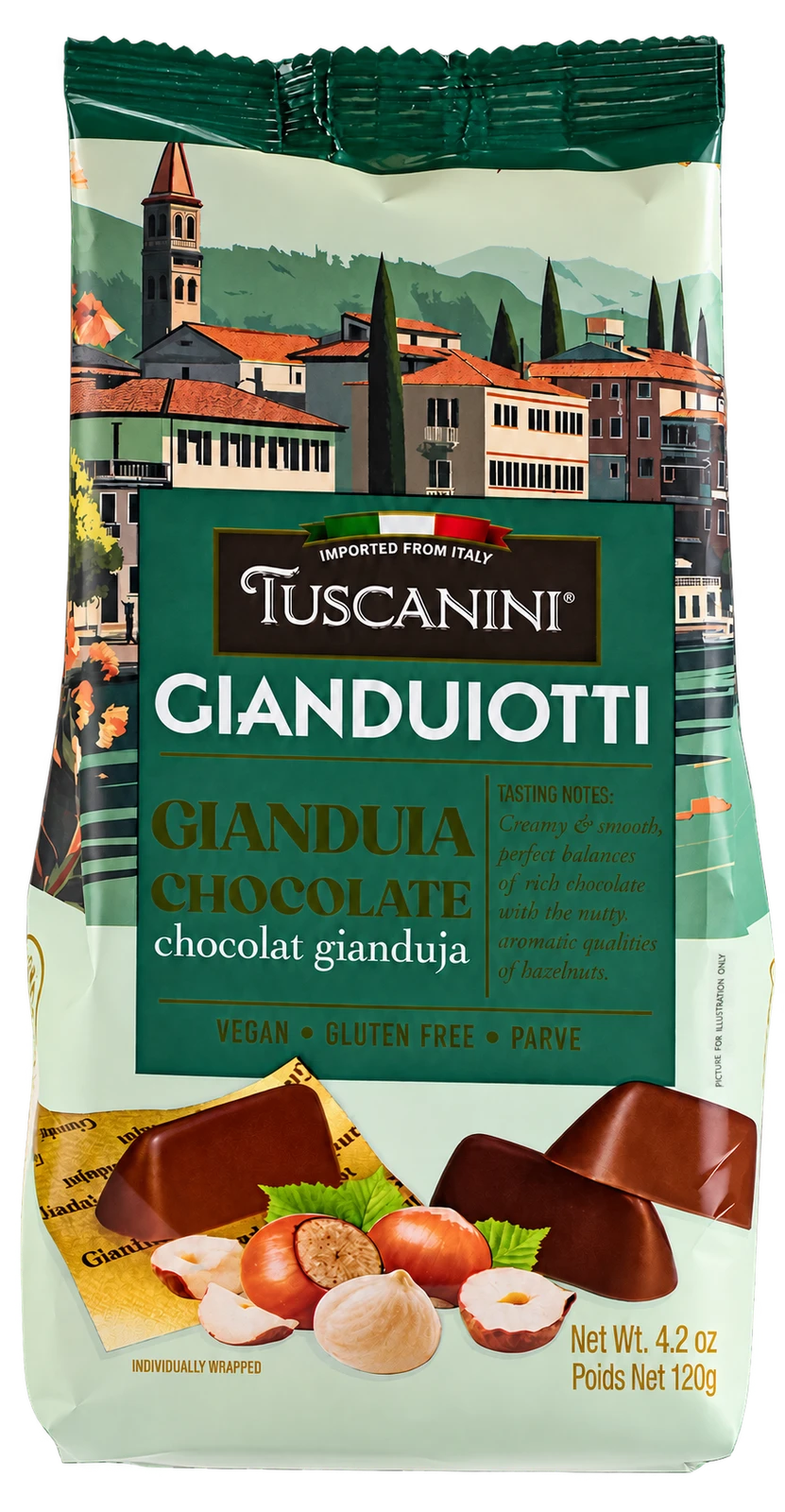 Chocolate Gianduiotti — enhanced original product photograph