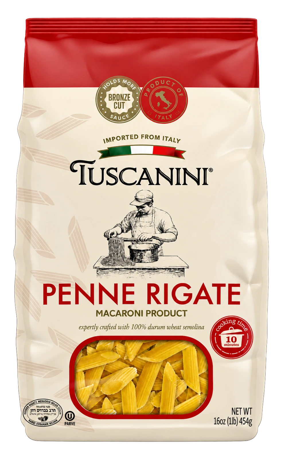 Bronze Cut Penne — enhanced original product photograph